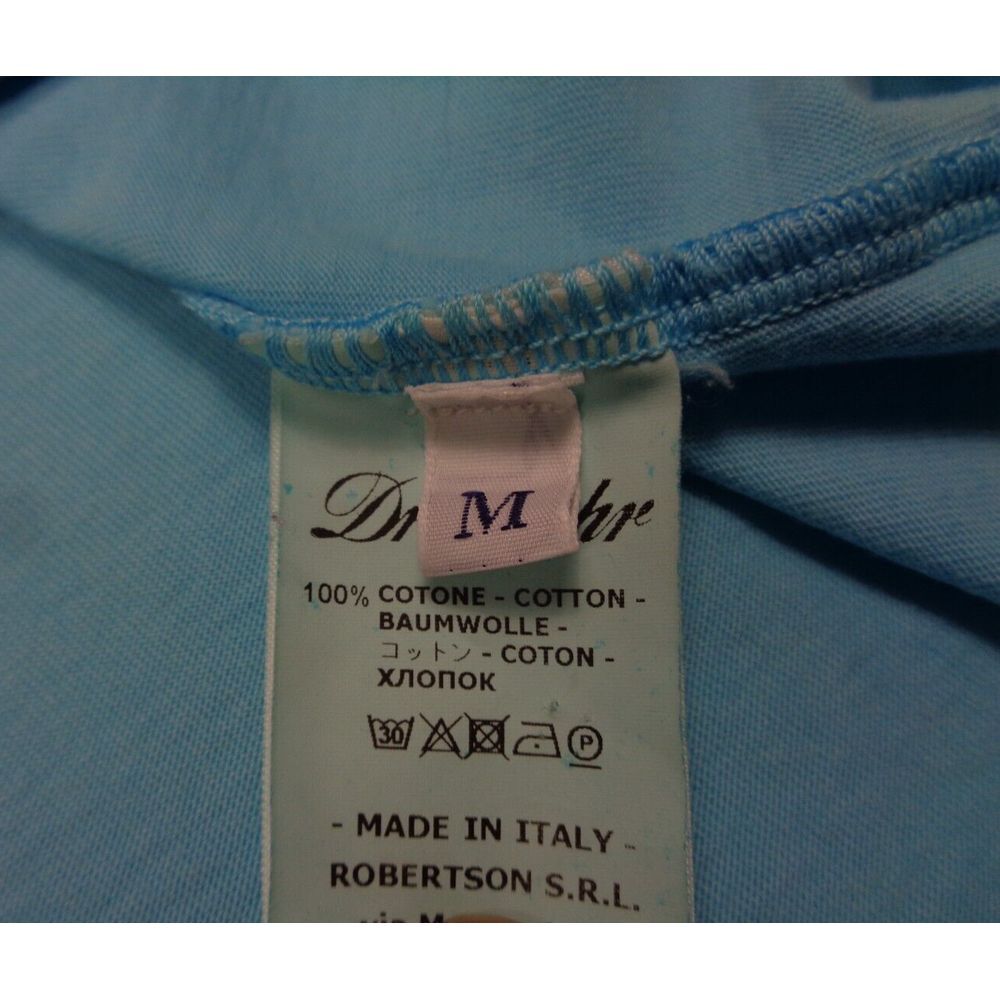 Drumohr Polo Shirt Mens M Blue Pique Knit Cotton Short Sleeve - Picture 8 of 11